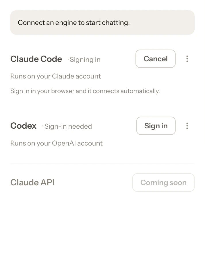 Claude Code shows “Signing in” and says it connects automatically once you sign in in your browser.